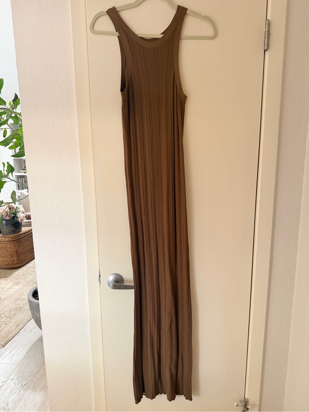 Toteme Sleeveless Ribbed Maxi Dress in Brown